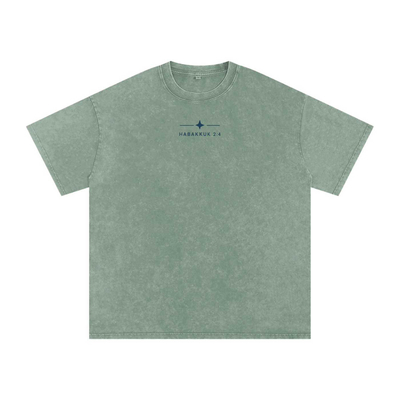 "Living By Faith" Green Acid Wash Tee