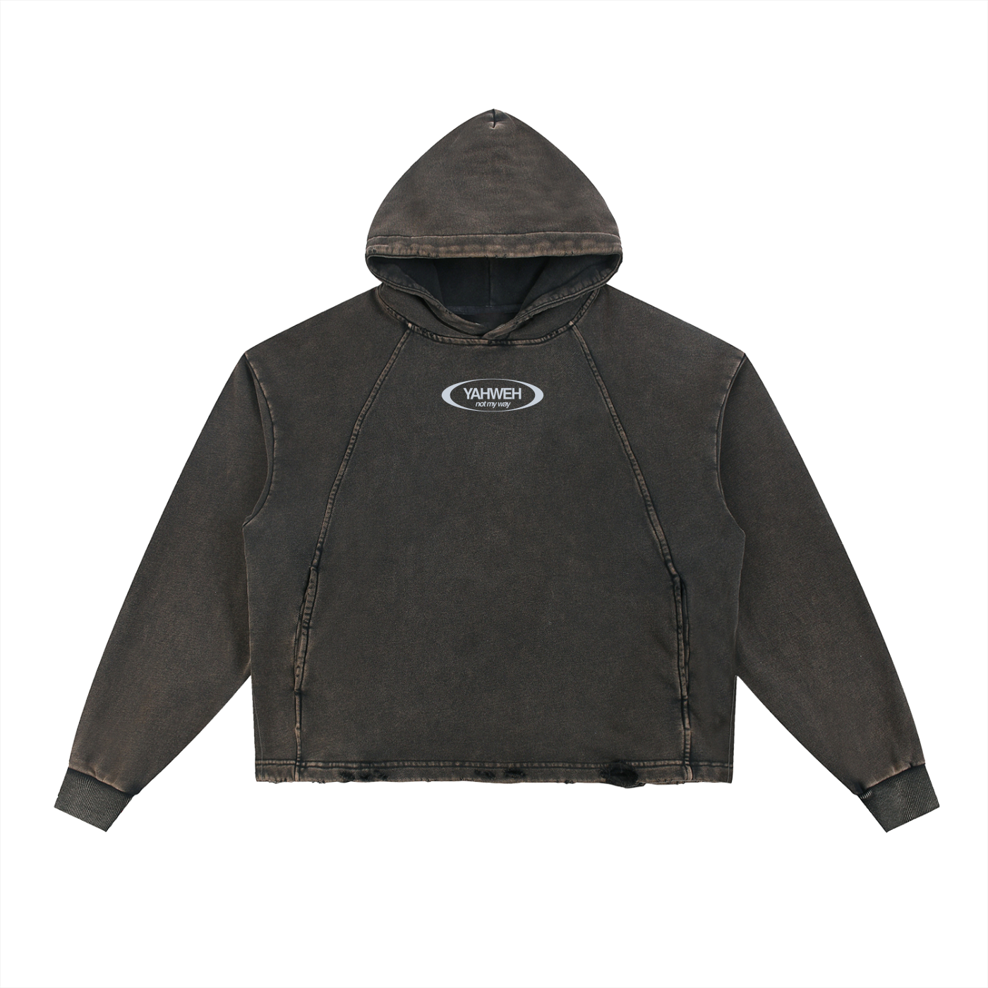 "Yahweh not my way" Dark Grey Distressed Hoodie UK