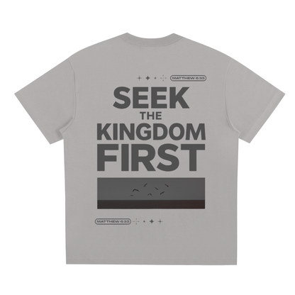"Seek The Kingdom" Light Grey Oversized Tee