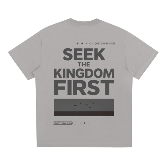"Seek The Kingdom" Light Grey Oversized Tee