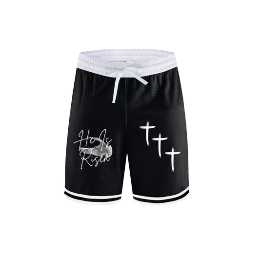 "He Is Risen" Black Basketball Shorts