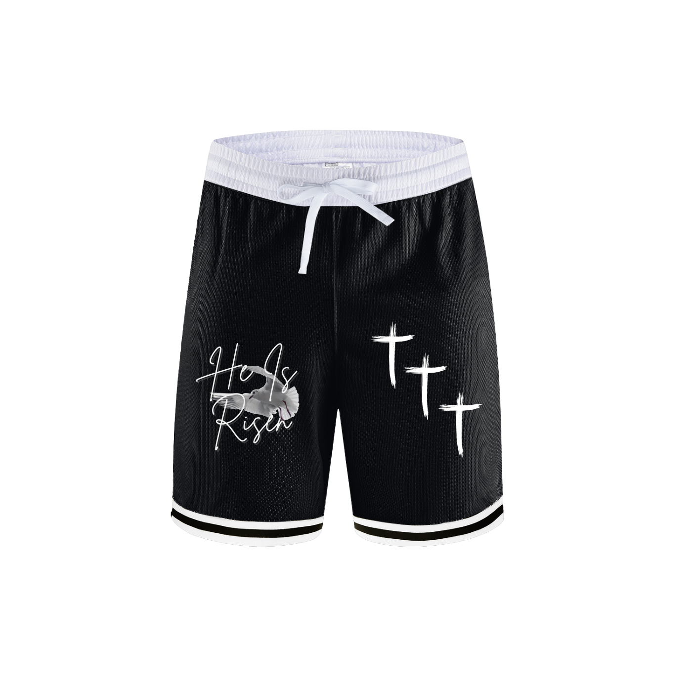 "He Is Risen" Black Basketball Shorts