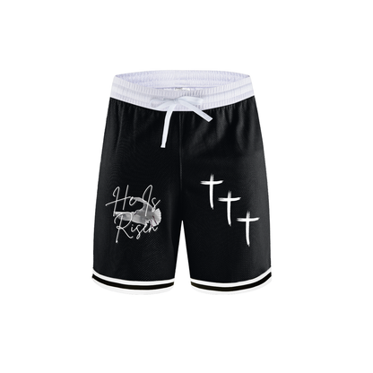 "He Is Risen" Black Basketball Shorts