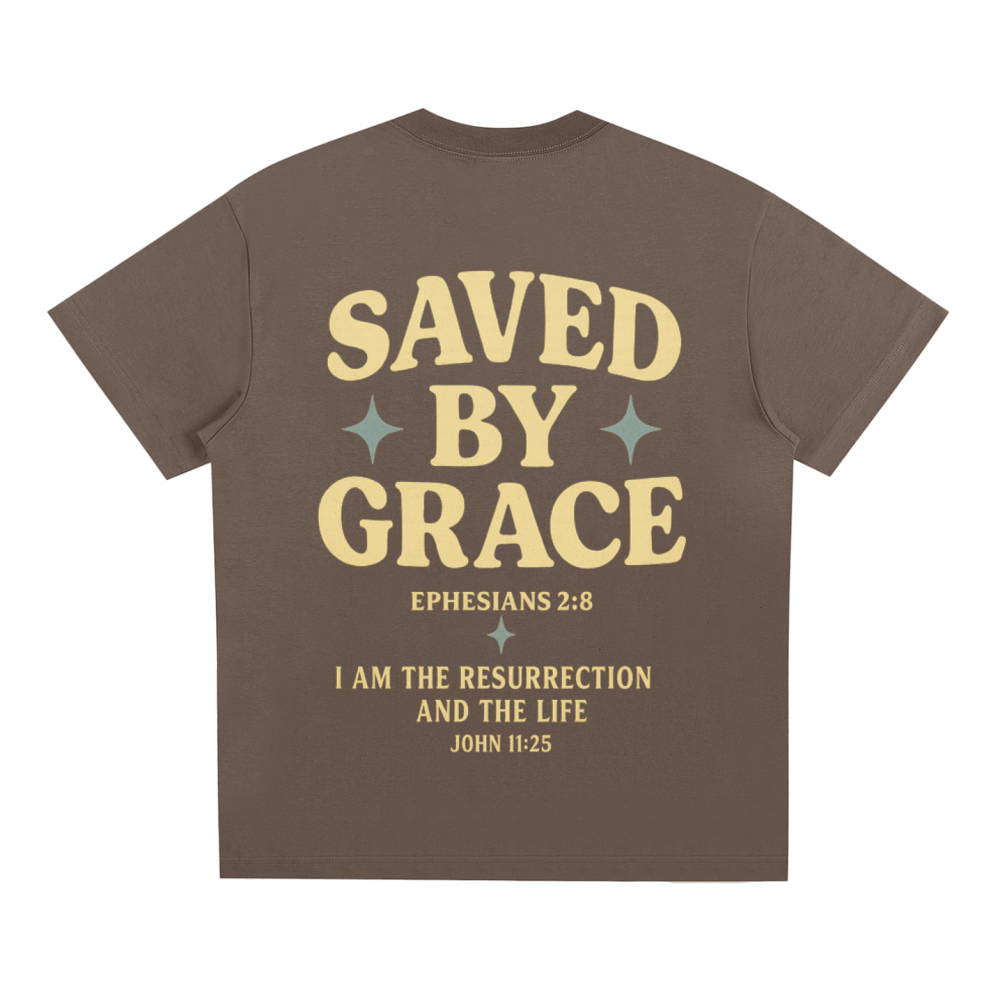 "Saved By Grace" Brown Oversized Tee