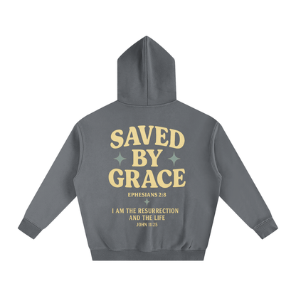 "Saved By Grace" Grey Oversized Hoodie