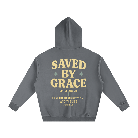 "Saved By Grace" Grey Oversized Hoodie